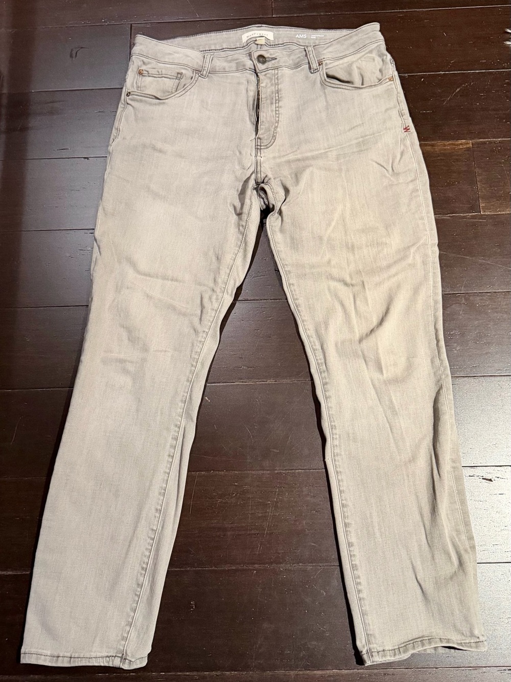 Warp and Weft Slim Straight Men's Jeans in Light Gray